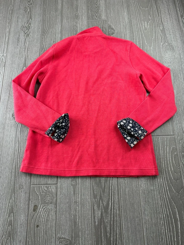 Chaqueta Pullover Orvis Mujer Talla M 1/4 Cremallera Tejida Coral Rosa/Rojo Manga Larga Foto 3 de 4