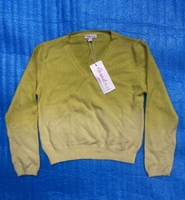 NWT Moon Et Miel Paris Unisex Kids 100 Wool Sweater V-Neck Yellow Size 8Y