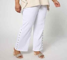 Belle by Kim Gravel Packabelle Buttoned Up Relaxed Pant-White-XXS A644374 NEW