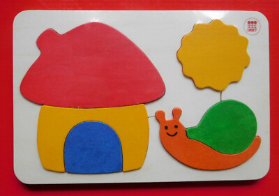 Schnecke + Haus Holz Puzzle Setzpuzzle Legepuzzle Neu & OVP 6-Teile ab 2 Jahre