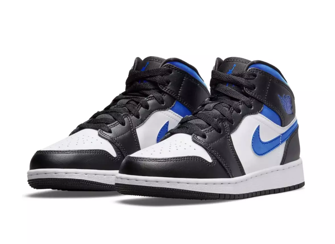 Nike Air Jordan 1 Mid White Black Racer Blue (GS) Size 4.5M / 6W Brand New