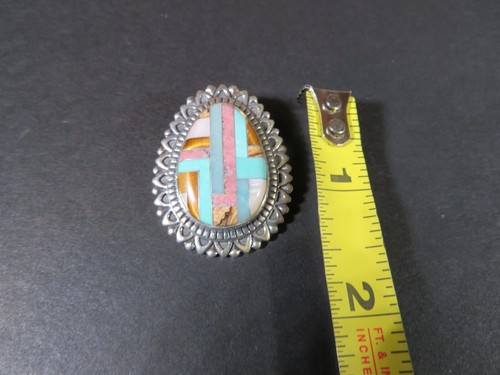Carolyn Pollack 925 Sterling Silver Multi Stone Inlay Pendant - Picture 7 of 8