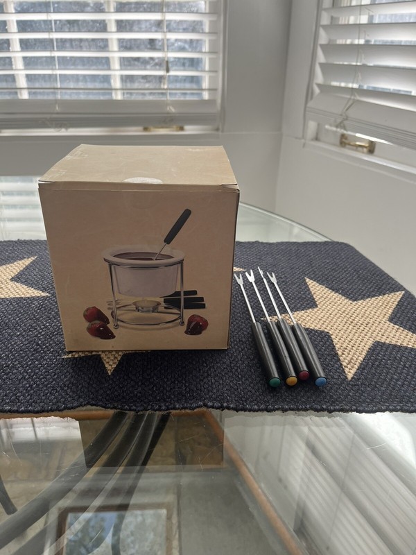 Brand New  Ceramic Chocolate Fondue Pot With Candle