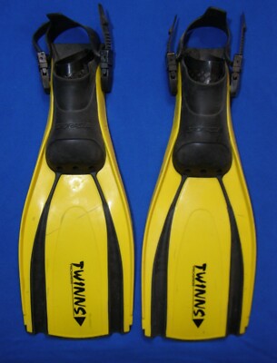Sporasub Twinns Progress SCUBA Diving Fins Yellow Size M Adjustable Strap