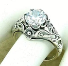 ART NOUVEAU STYLE "SCOTTISH THISTLE" CUBIC ZIRCONIA 925 SILVER RING        1166X