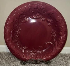 GG Collection Gracious Goods Acanthus Leaf Embossed Platter 20" Red