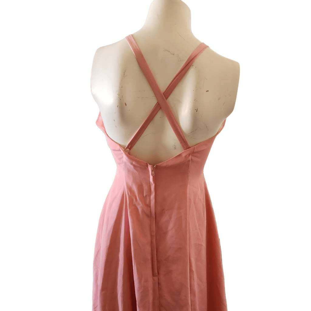 90s prom dress halter top maxi pink mauve sleeveless costume high neck |  eBay