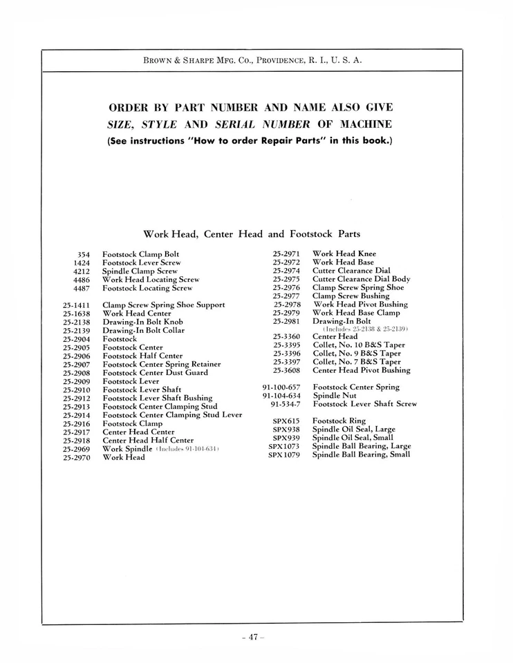 Brown & Sharp #10 N Cutter & Tool Grinder Operation, Repair & Parts Manual *1085 - Image 4 of 4
