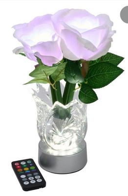 Living Glow Rechargeable LED Color Changing Flower Light Rose Lamp NIB open box