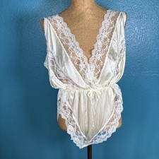 Apostrophe Lingerie Bodysuit Lace Teddy Sz L Ditsy Floral Romantic Ruffle VTG