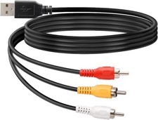 USB to 3RCA Cable, 1.5m/5ft USB Male to 3 RCA Male Jack Splitter Audio Video AV