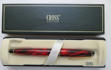 Rare CROSS Red Black Marble RADIANCE FOUNTAIN PEN with GOLD Trim. New GIFT Set.