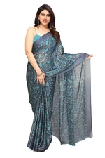 Pappylon Chiffon Georgette Floral Printed Sarees for Women with Blouse Piece