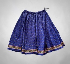 Vtg Handmade Purple Tribal Print Maxi Skirt Lehenga 2X Colorful Drums Peasant