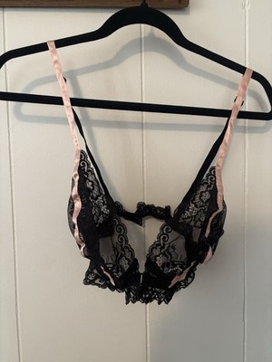victoria secret bra 34D Black Lace With Pink Trim Bows