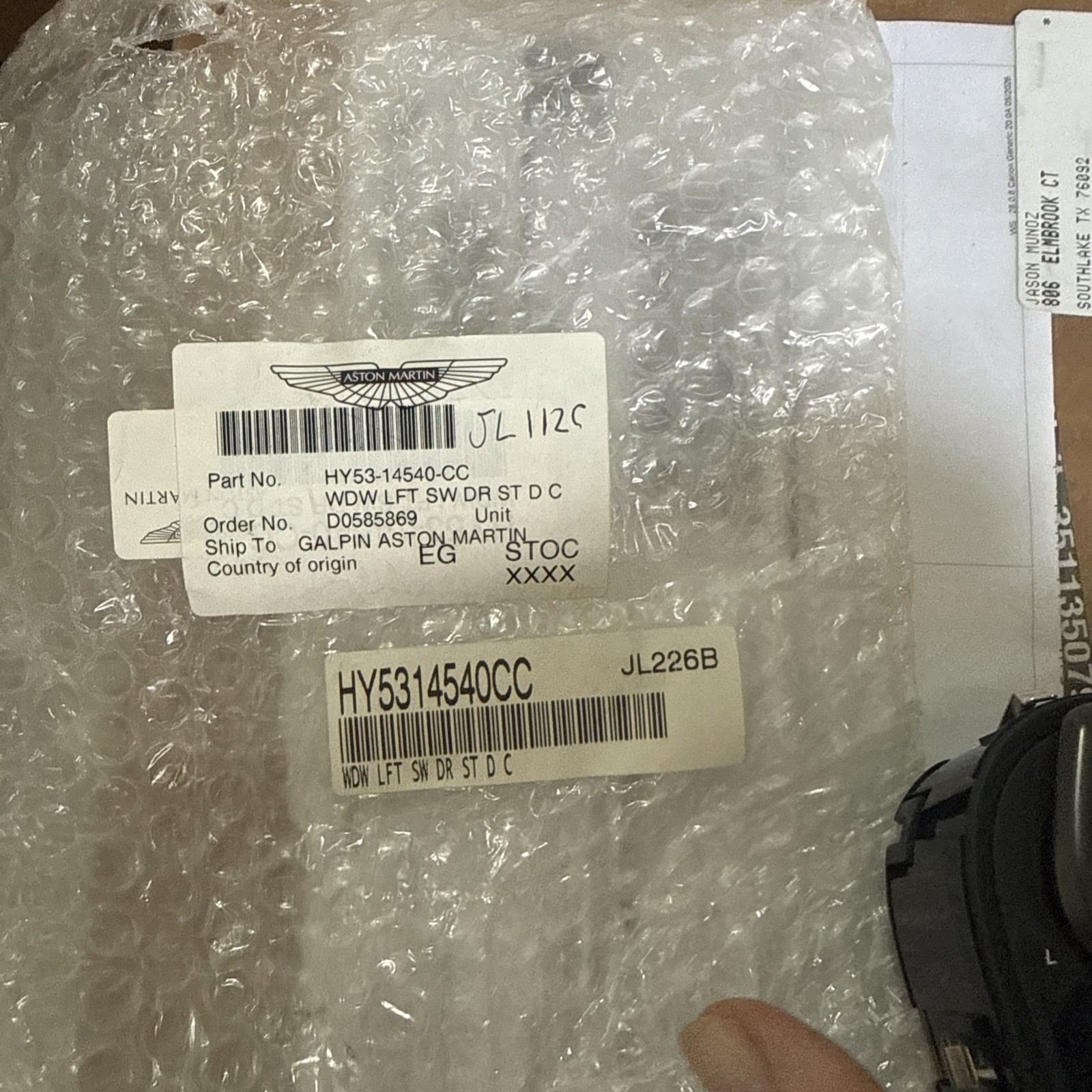 For ASTON MARTIN DB11/Vantage4.0/DBS Front Left Door Window Switch HY53-14540-CC