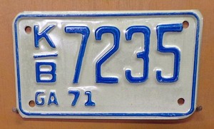 1971 Georgia Motorcycle  License Plate
