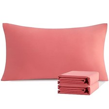 King Pillowcase Set - 2 Pack Brushed Microfiber King 20" x 40" Coral Pink