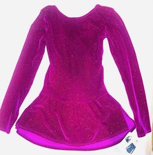 NWT Mondor 2910 Girls Figure Skating Dress Purple Grape Velvet Glitter YJ