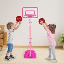 Toddler Basketball Hoop for Girls Pink Goals Adjustable Height 2.9ft-6.2ft Porta