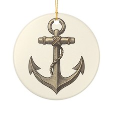 Nautical Anchor Ceramic Ornament, Coastal Holiday Decor, Unique Gift, ... 