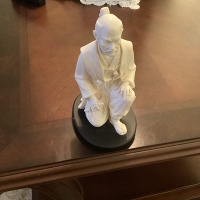 A Giannelli Alabaster Italian Japanese Samurai sculpture signed 1998
