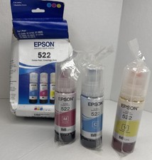 Genuine Epson 522 Color Ink Bottles 3 Pack Combo Set CMY Ecotank Read Desc