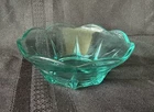 Vintage Anchor Hocking Teal/Aqua Scalloped Glass Chip & Dip Bowl - 2 Available