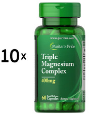 10 x Puritans Pride Triple Magnesium Complex, 400 mg - 60 caps (216,65 EUR/kg)