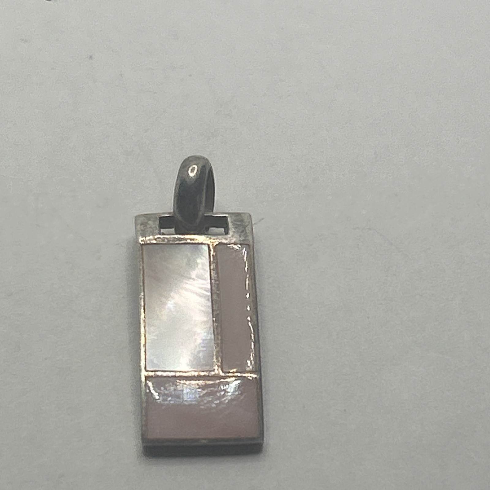 Sterling Silver Pearl  Pendant rectangular shaped… - image 1