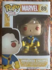 Funko Pop Marvel X-Men Unmasked Cyclops #89 Vaulted + Pop Protector