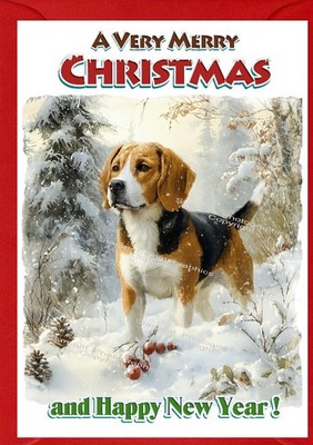 Weihnachtskarte Beagle Hund A6 (4'' x 6'') - innen leer - von Starprint 