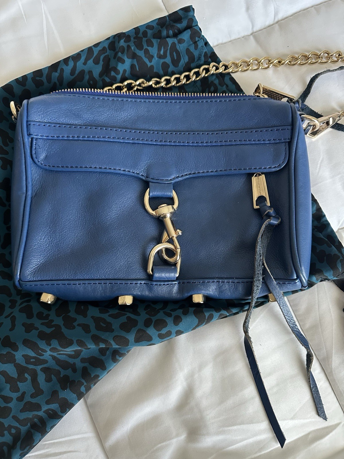 Rebecca Minkoff Women's Crossbody Purse Blue with Duster Bag Excellent Condition