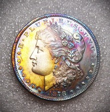 1878  Morgan 7TF Silver Dollar Rare Rainbow Toning ** BEAUTIFUL ** FREE SHIP