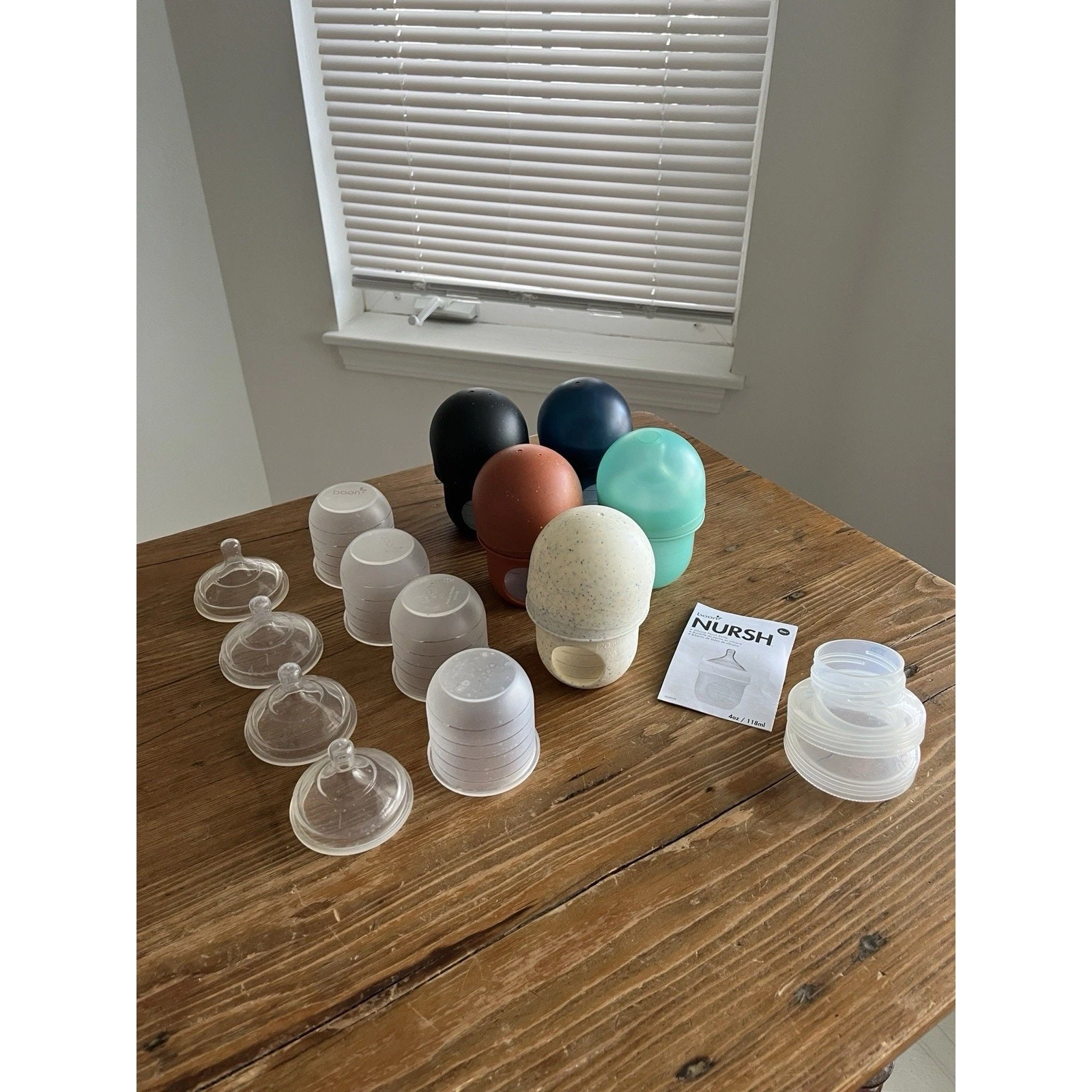 Boon NURSH 4oz Baby Bottle Lot 5 Bottles Extra Inserts Nipples Pump Adapters