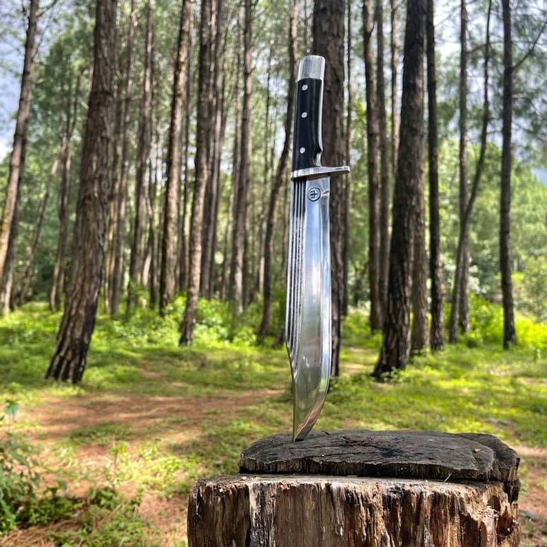 Custom Handmade Carbon Steel Blade Tactical Bowie Knife - Hunting Knife Camping