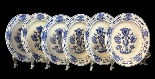 6 Antique Villeroy & Boch Dresden Saxony Dinner Plate (s) Blue Poppy VIL1