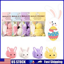 DIY Build A Bunny Craft Kit for Kids, Easter Pom-Pom Bunny Making Kit Cute Gift
