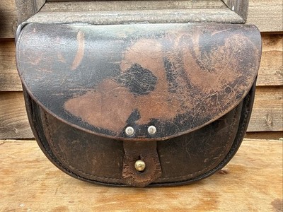 Antike Leder Schrotpatronentasche um 1910 WW1 Reenactment Requisite Schießtasche