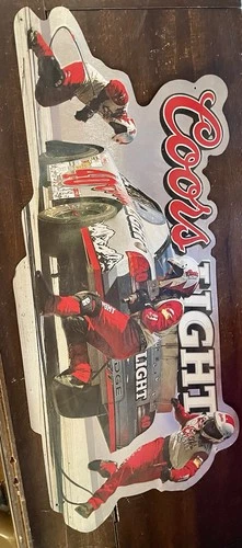 Vintage Coors Light NASCAR Metal Beer Sign - 2002 Markings