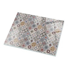 Tischplatte Rund & Eckig ESG 4mm Glasscheibe Graues Mosaikmuster Mit Ornamenten