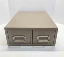 Vintage Mid-Century Industrial Metal Card File Cabinet Drawer 5x8 Cards