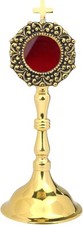 High Polished Brass Mini Reliquary For Church Or Personal Display 7.75 In High Polished Brass Mini Reliquary For Church Or Personal Display 7.75 In