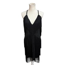 NWT Black Fringe Flapper Style Dress 1920s Gatsby Cocktail Party Womens XL