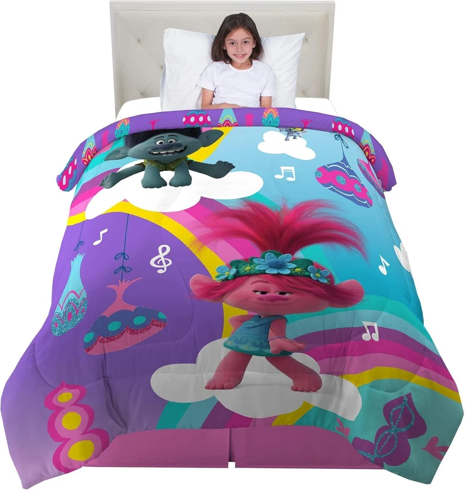 DreamWorks Trolls World Tour Microfiber Comforter - Cozy Twin/Full Kids Bedding - Image 3 of 4