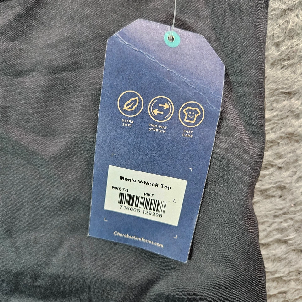 NEW Cherokee Workwear Scrub Top Men Large V-Neck WW670 Revolution Gray - Image 3 of 4