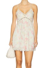 NWT LoveShackFancy Docila Floral Cotton Mini Dress in White Peach MSRP $325