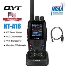 QYT KT-A16 Air Band Radio 6W 10 NOAA Weather Forecast Channels Transmit + Cable