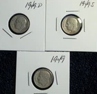 Roosevelt Dime lot  1949  P-D-S   90% Silver (Lot of 3)  (NR)