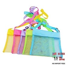 LEMAXELERS 5-PCS Colorful Mesh Beach Bag Shell Collecting Bag 5-pack Colorful